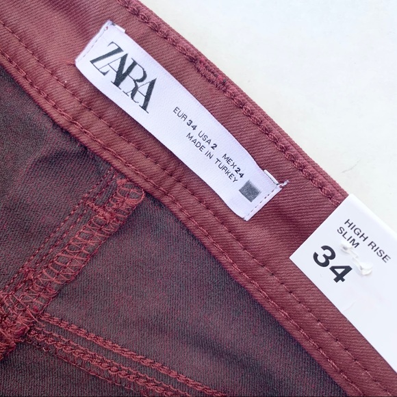 🌸New🌸 Zara Coated Slim Fit Pants Size 34 / 2 NWT - Picture 10 of 15